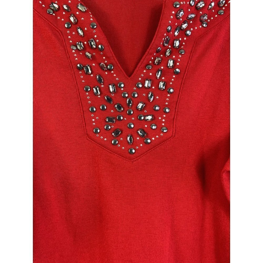Karen Scott Women's Roxy Red Top - Picture 4 of 7